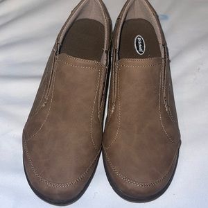 Brown slip ons